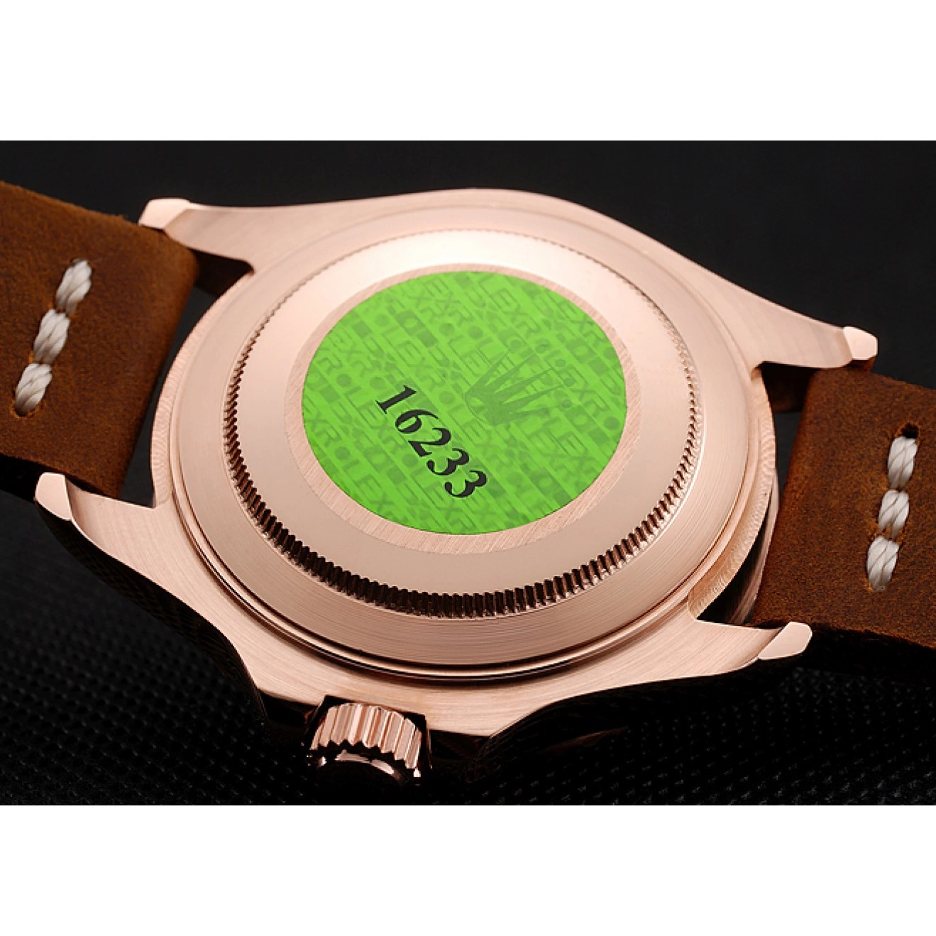 Best AAA Replica Sites Black Rose Gold Bezel Bracelet Yacht Brown Master 1453860 Brown Leather Dial Case Rolex 0712